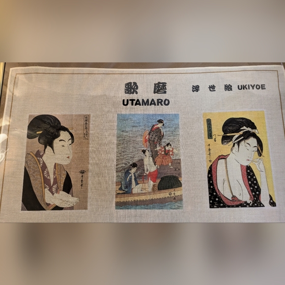 Kitagawa Utamaro Ukiyo-e Japanese Paintings Geisha Silk Signed 18”x18“ RARE - Picture 7 of 10